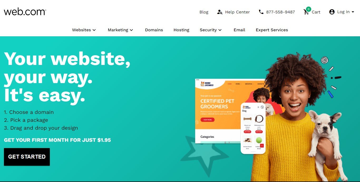 Web.Com builder to publish a website